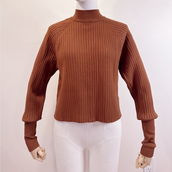 Zara Brown Knit Button-Back Top - Picture 1 of 7